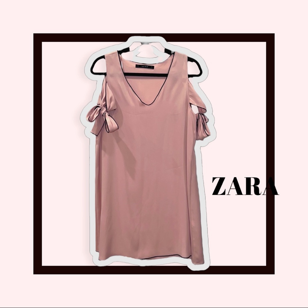 New ZARA pink shoulder tie dress